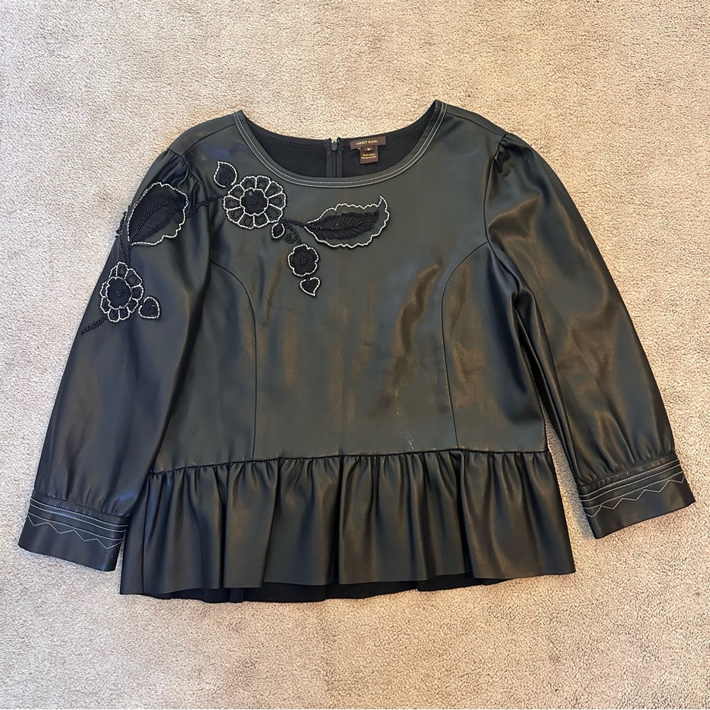 Black Embroidered leather Top